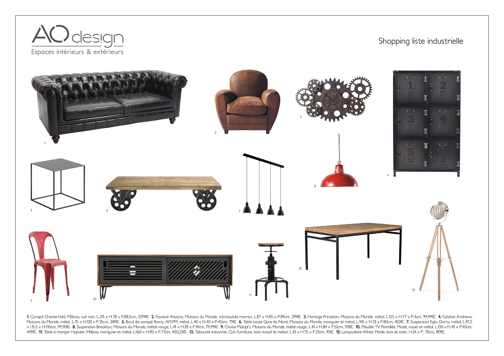 Shopping liste industrielle AO design