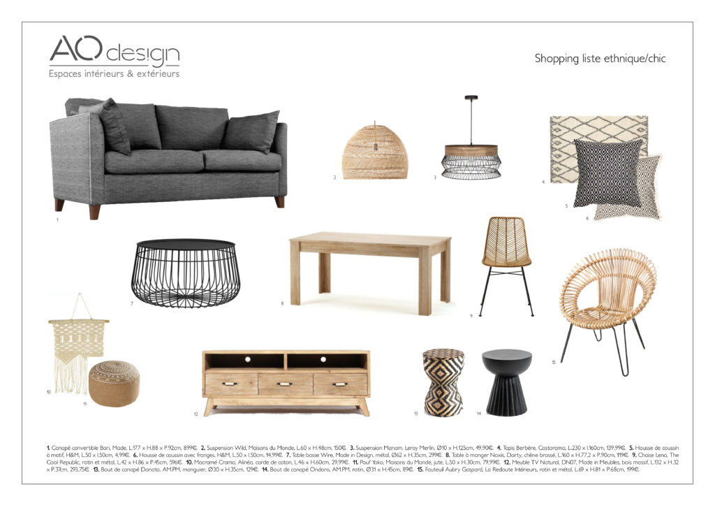 Shopping liste ethnique chic AO design